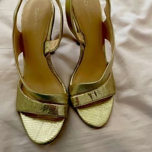 Calvin Klein gold heels size 7